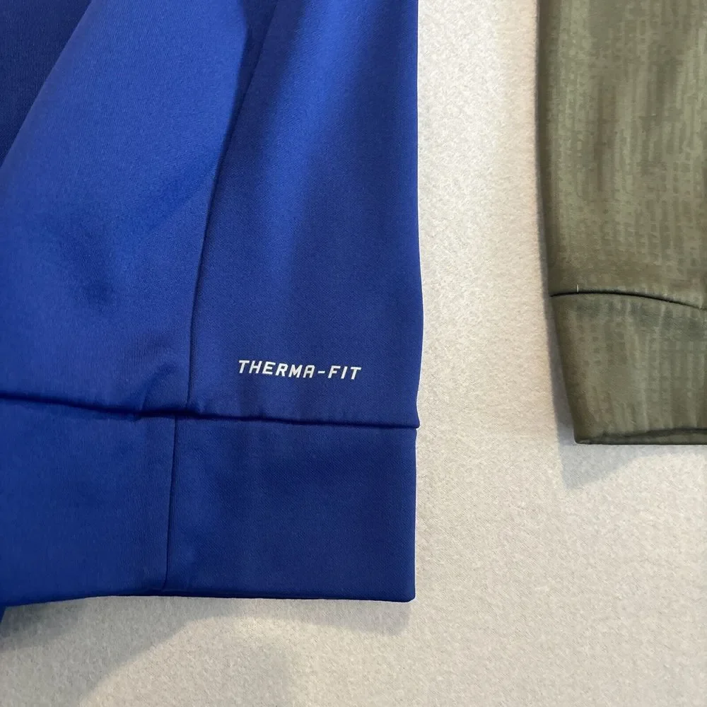 Nike Therma-Fit MEDIUM BLUE/OLIVE GREEN Hoodie‎ Jacket Mens Logo EXCELLENT